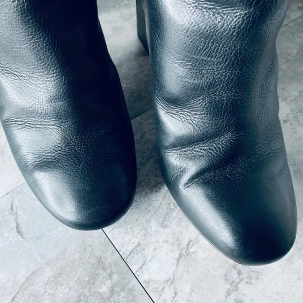 Diane Von Furstenberg Grace Leather Black Boots - Picture 3 of 4